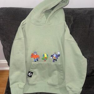 Zara Kids Green Hoodie with Cartoon Characters